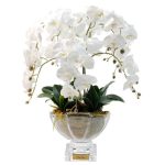 Cote Noire Luxury Orchid Centrepiece Bouquet - White & Gold Badge